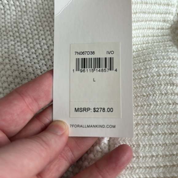 7 for all mankind cropped cotton cardigan sweater - Picture 3 of 4